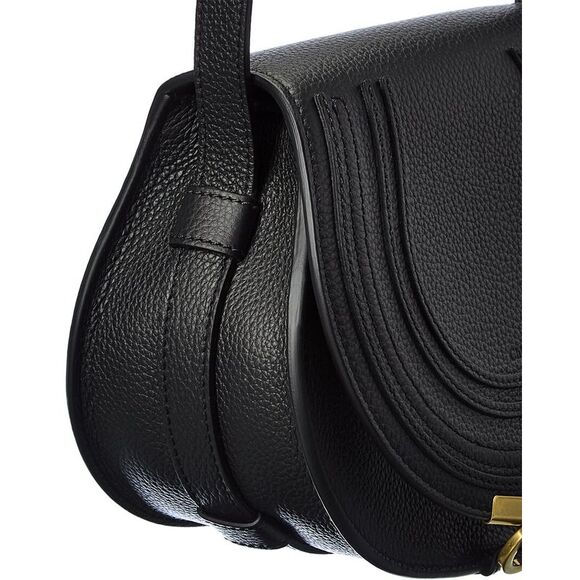 Chloé Marcie Small Leather Saddle Bag, Black - Picture 3 of 4